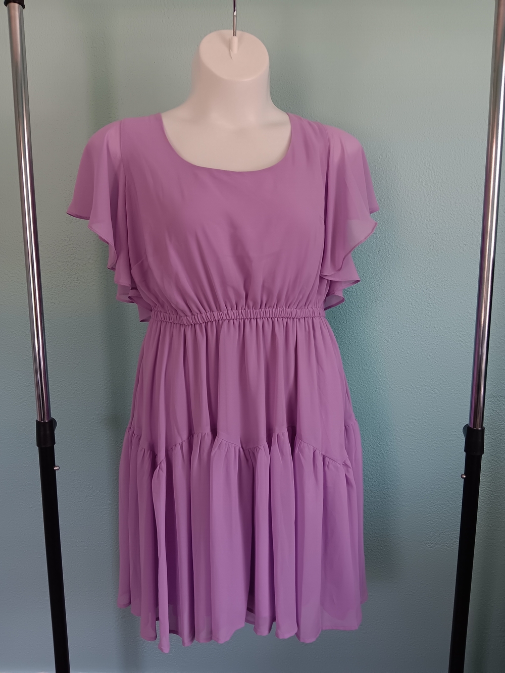 Torrid 2x Lilac Ruffle Sleeve Tiered Party Wedding Guest Dress
